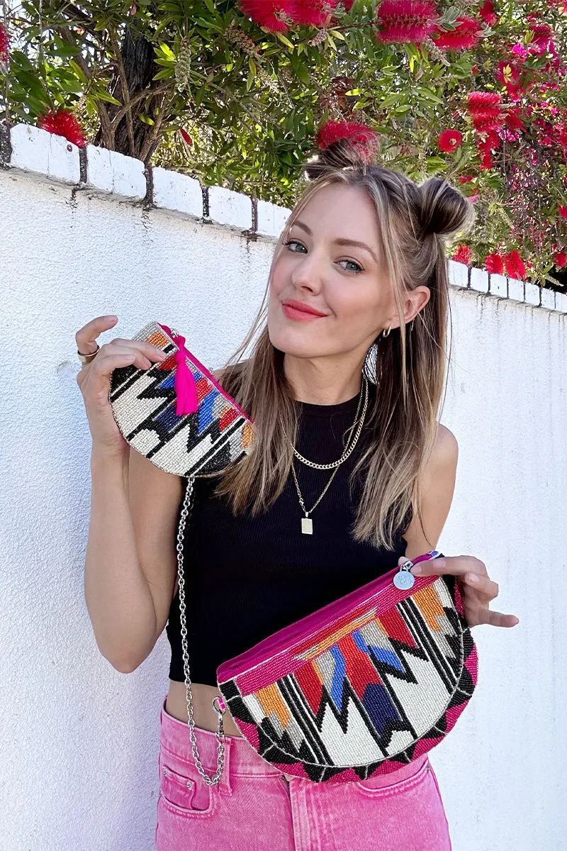 Aztec Embellished Crossbody Pouch with Coin Pouch