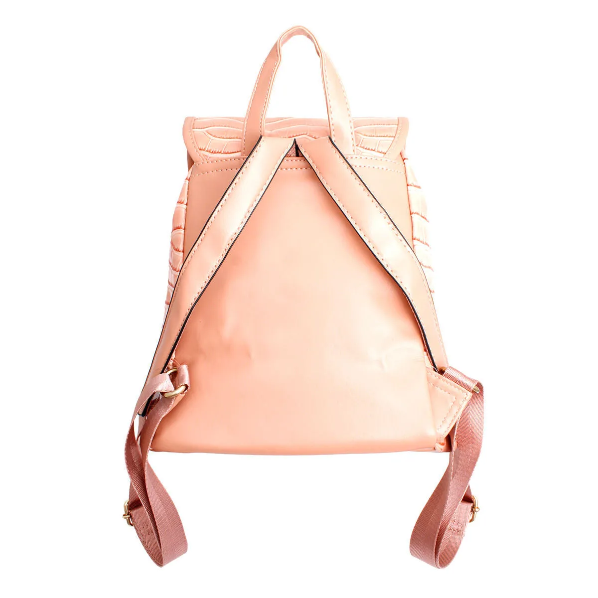 Backpack Pink Croc Flap Bag Set for Women