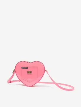 Dolce & Gabbana Girls Leather Heart Crossbody Bag in Pink (20cm)