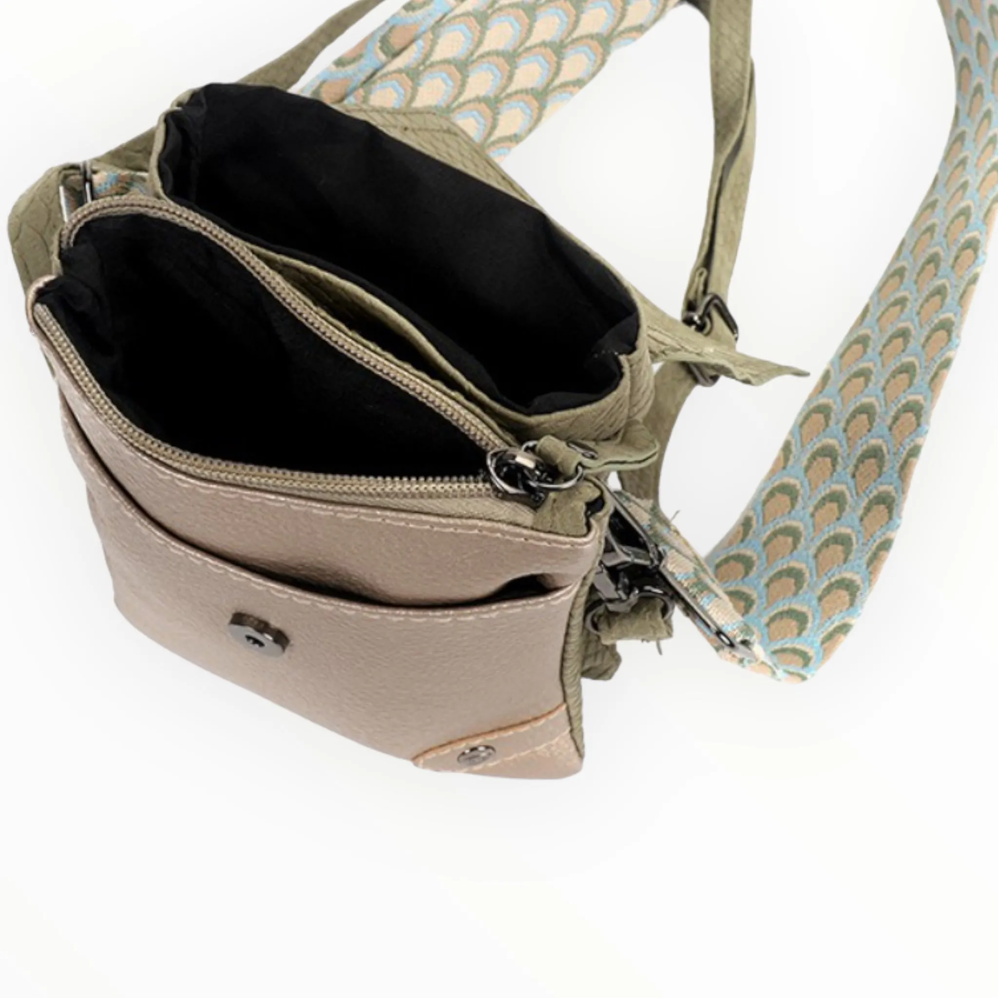 Groen crossbodytasje / schoudertasje Portofino met extra verwisselbare band