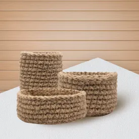 Handmade Jute Organizer Baskets  - Set of 3