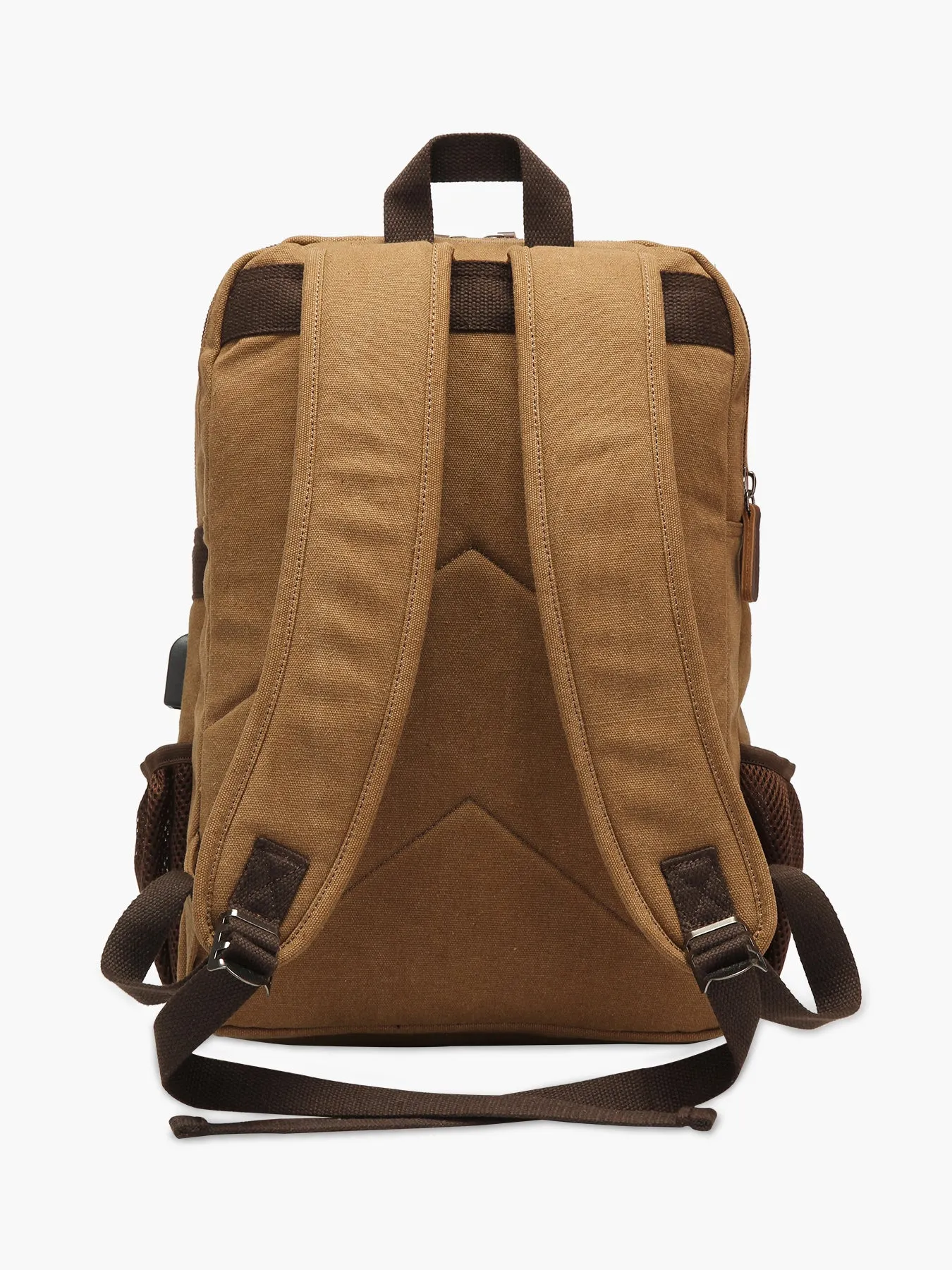 Modoker Canvas Vintage 15.6 Inch Laptop Backpack With USB Charging Port- Brown