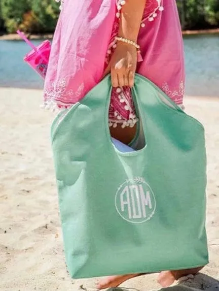 Monogram Jute Beach Tote Shopping  Bag