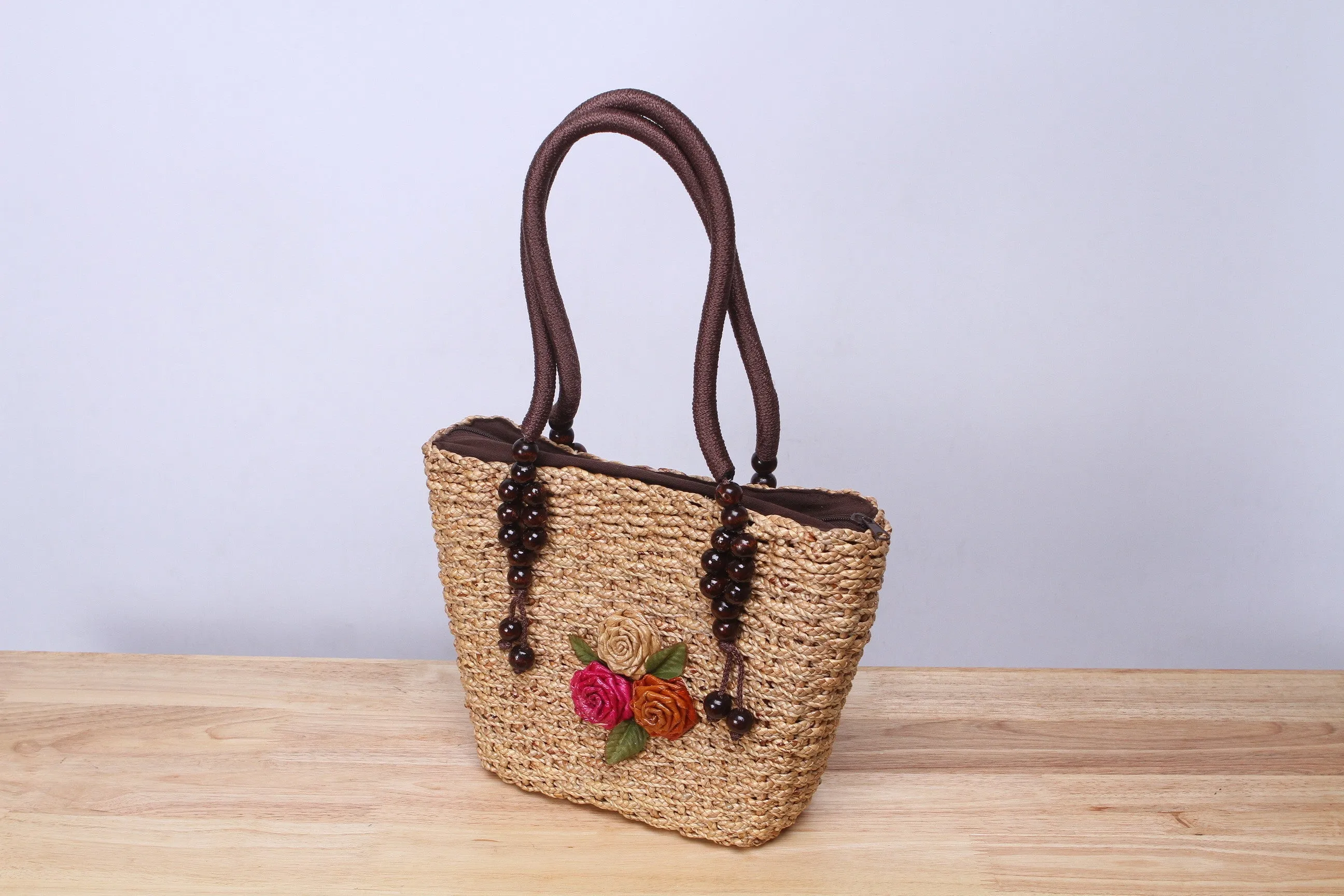 NATTIWA Flower Straw Tote Bag