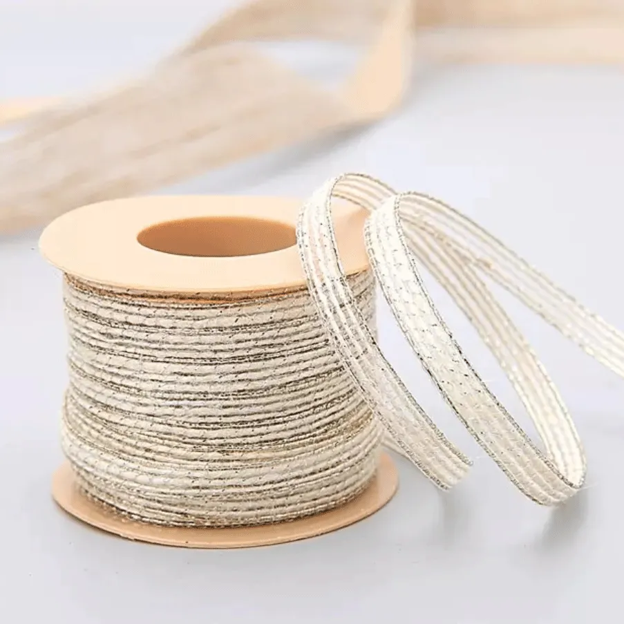 Natural Rustic Christmas Jute 6mm Ribbon per 10 mtrs (Style 9)