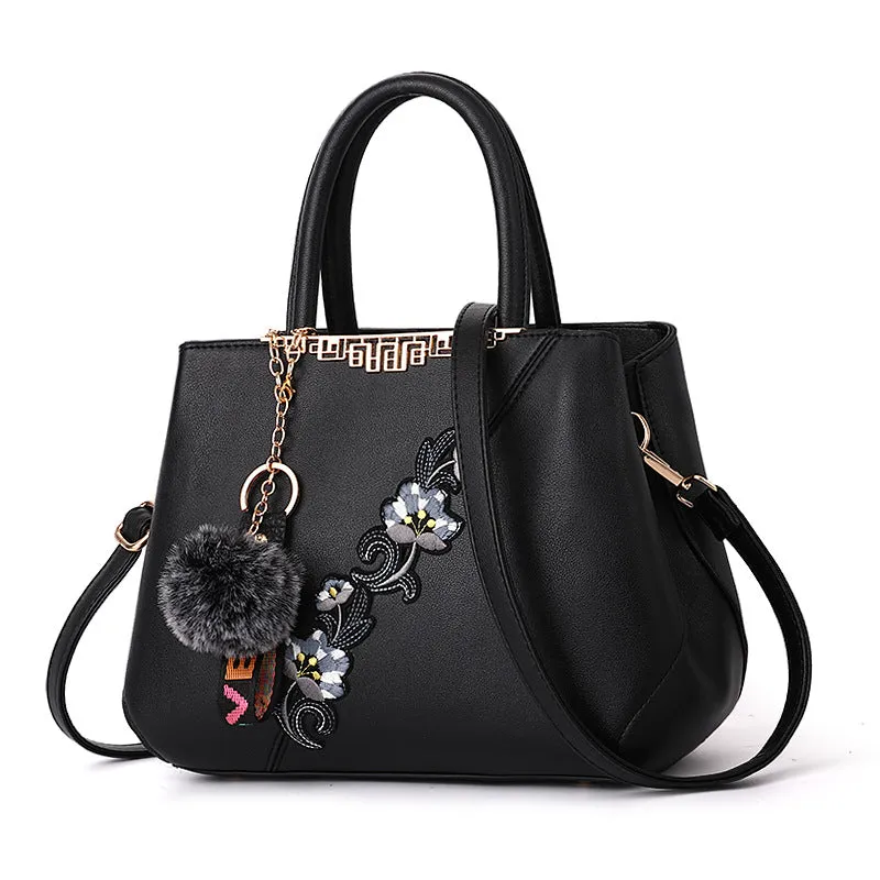 New Contrast Color Embroidered Crossbody Handbag Texture Mom Bag Fashion Large Capacity Ladies Bag