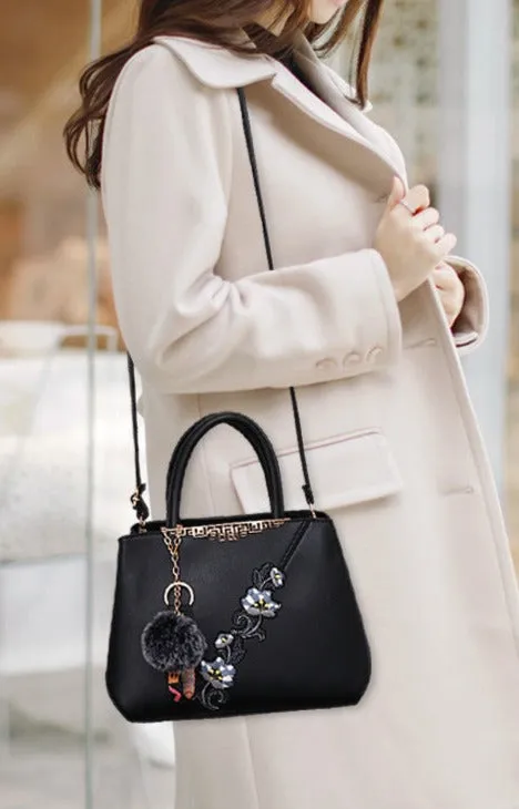 New Contrast Color Embroidered Crossbody Handbag Texture Mom Bag Fashion Large Capacity Ladies Bag