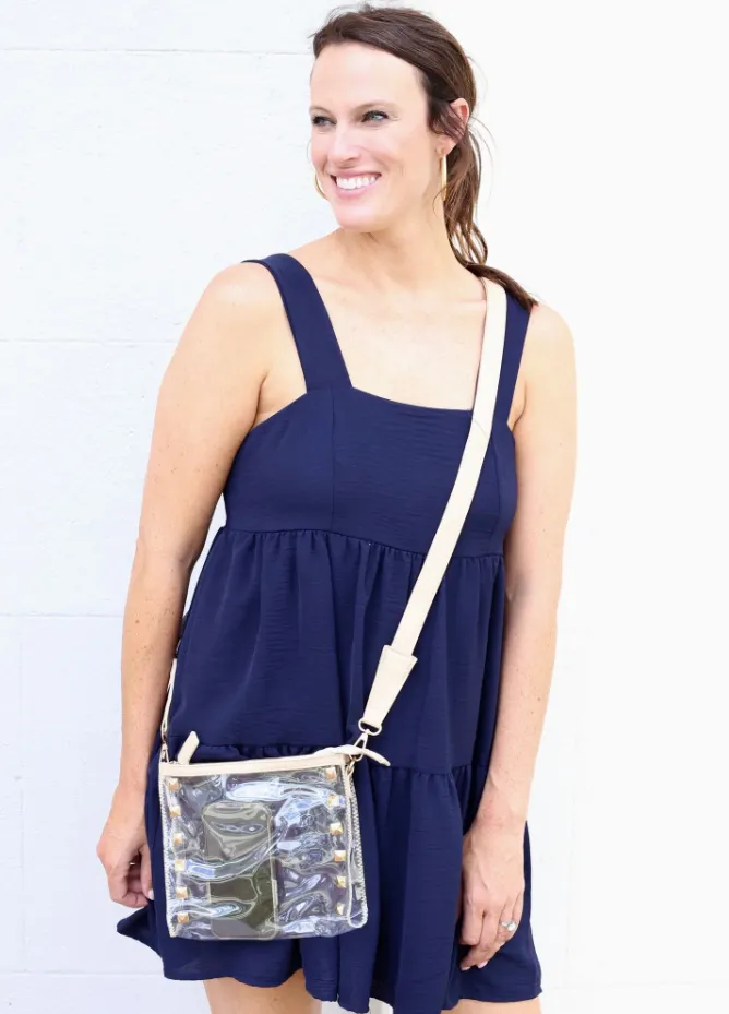 Nude Stud Clear Crossbody