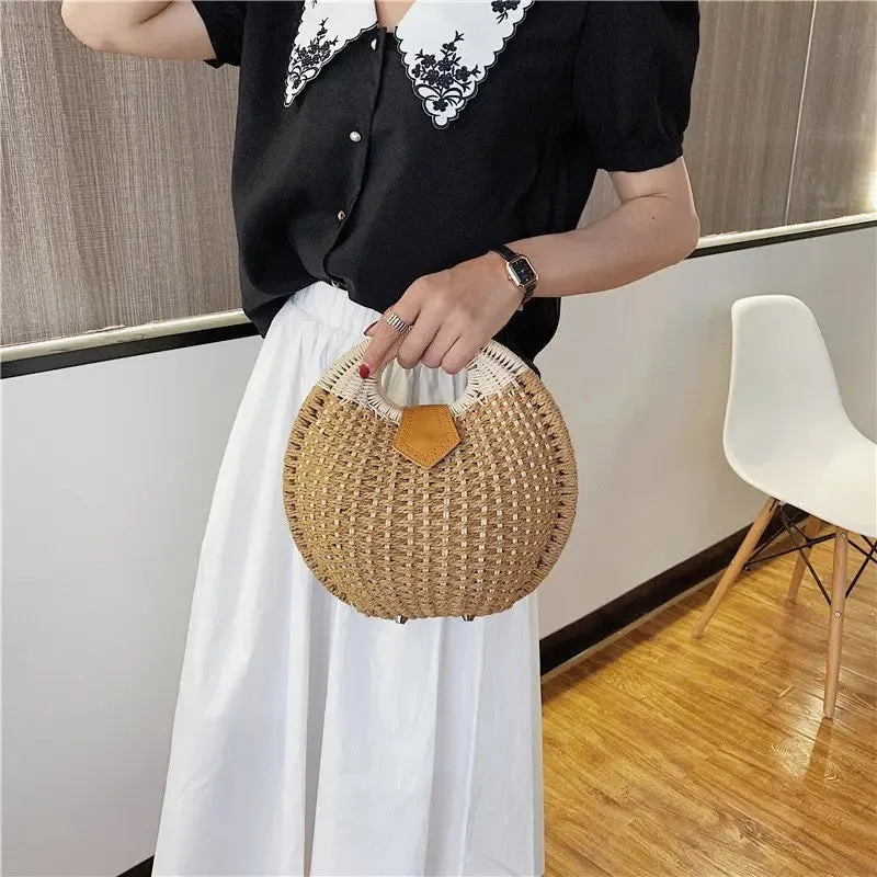 Rattan Bags Wicker Purse | Shell Bag | Straw Beach Bag | Quirky Satchel Bag | Straw Bags