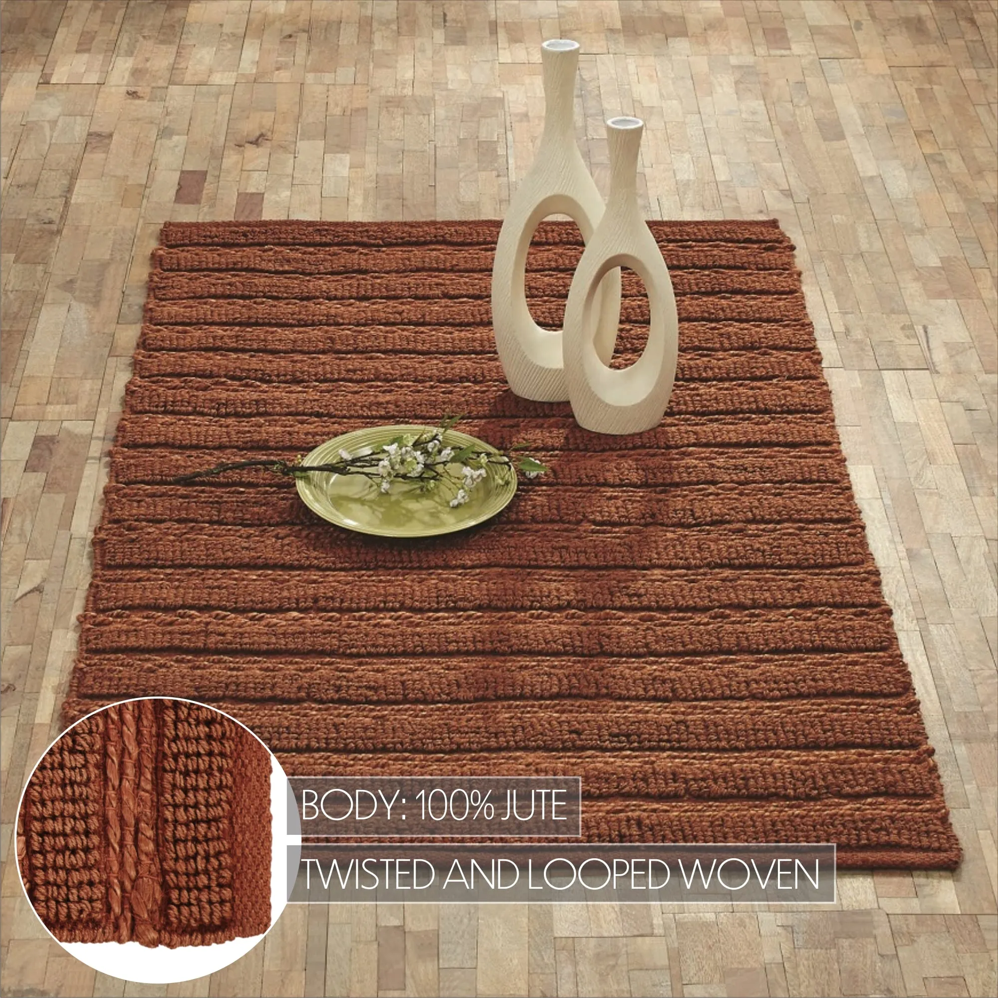 Rug Farmhouse Laila Jute Looped Textured Floor Decor VHC Brands