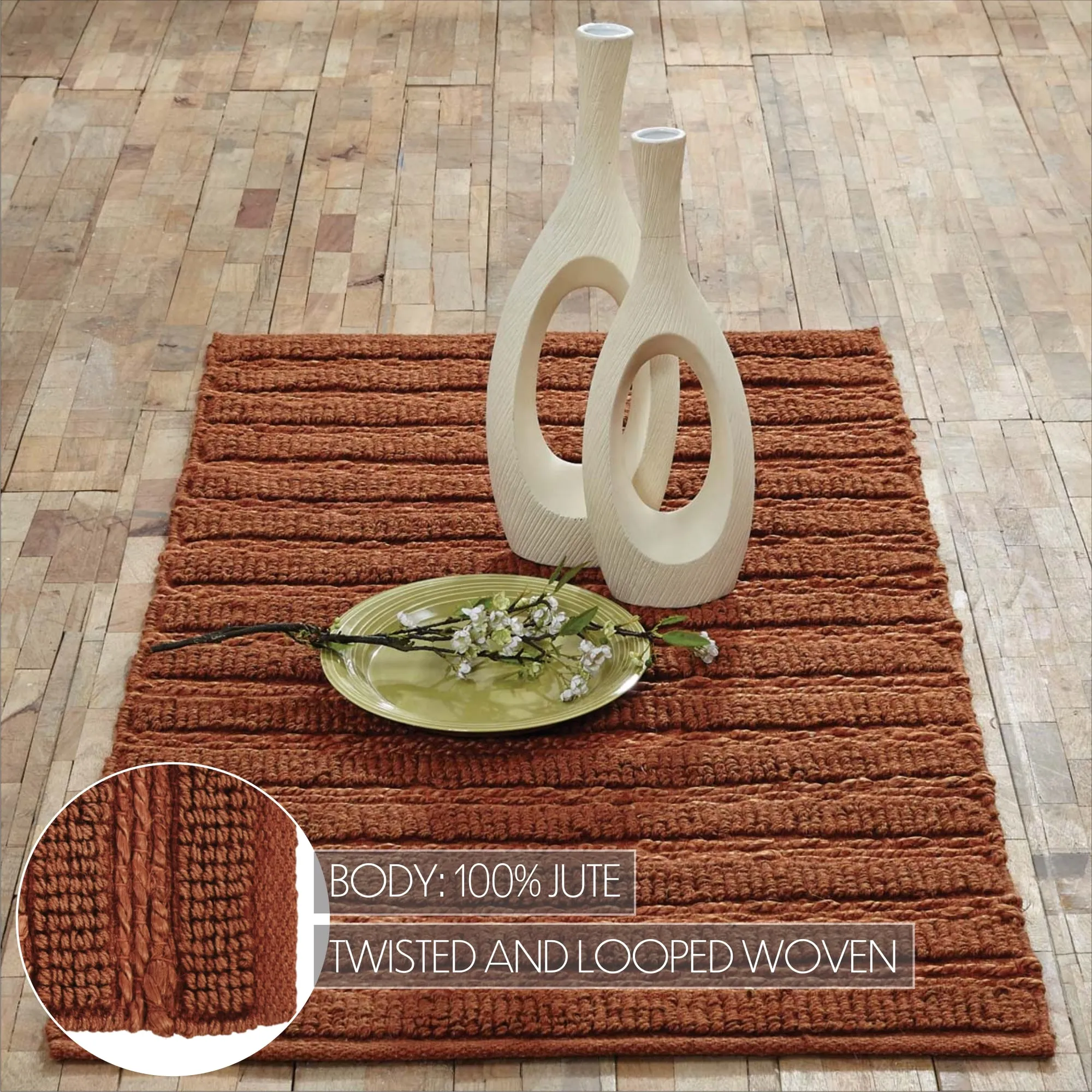 Rug Farmhouse Laila Jute Looped Textured Floor Decor VHC Brands