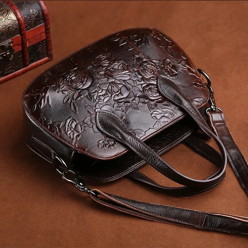 TEEK - Embossed Leather Shell Handbag