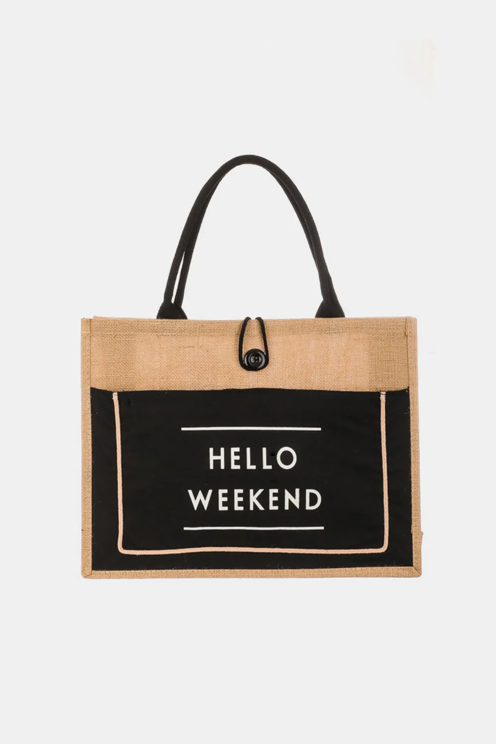 TEEK - Hello Weekend Burlap Tote Bag