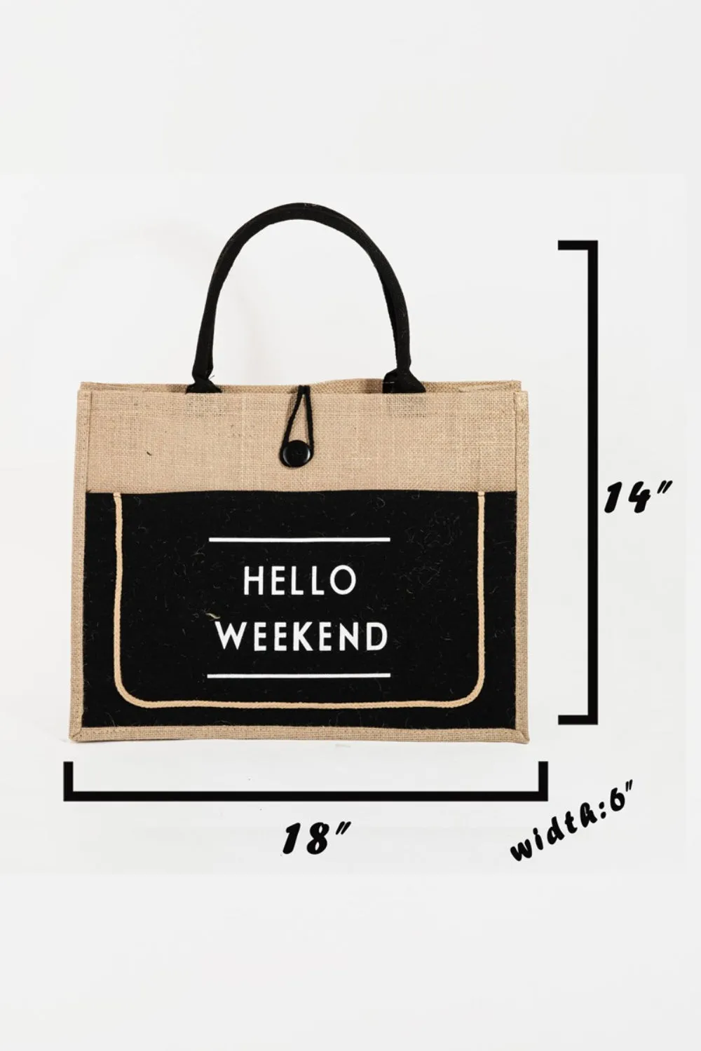 TEEK - Hello Weekend Burlap Tote Bag