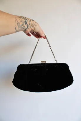 Vintage 1950s 1960s Black Velvet Clutch