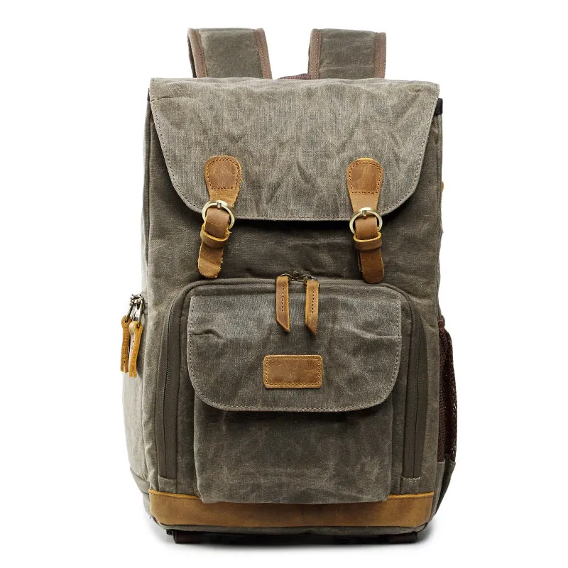 Waxed Canvas Backpack with Inside SLR Camera Bag 279