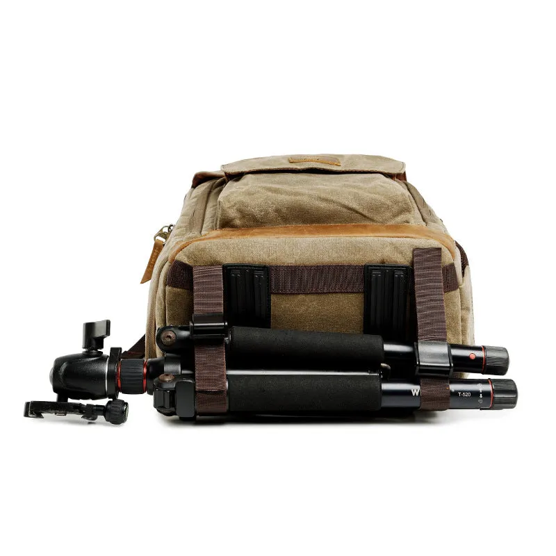 Waxed Canvas Backpack with Inside SLR Camera Bag 279