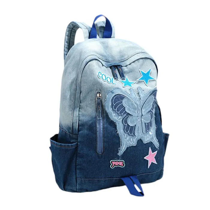 Y2K Style Butterfly Denim Backpack